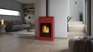 HS FLAMINGO Krbová kamna AQUAFLAM VARIO ® SAPORO 11/7kW červená, elektronická regulace