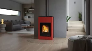 HS FLAMINGO Krbová kamna AQUAFLAM VARIO ® SAPORO 11/7kW červená, elektronická regulace