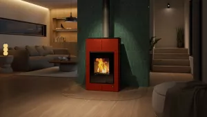 HS FLAMINGO Krbová kamna AQUAFLAM VARIO ® SAPORO 11/7kW červená, elektronická regulace