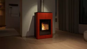 HS FLAMINGO Krbová kamna AQUAFLAM VARIO ® SAPORO 11/7kW červená, elektronická regulace