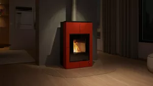 HS FLAMINGO Krbová kamna AQUAFLAM VARIO ® SAPORO 11/7kW červená, elektronická regulace