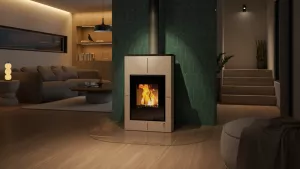 HS FLAMINGO Krbová kamna AQUAFLAM VARIO ® SAPORO 11kW krémová (teplovzdušná verze)
