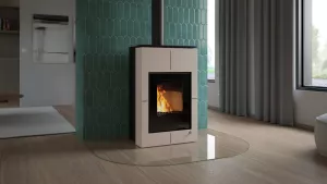 HS FLAMINGO Krbová kamna AQUAFLAM VARIO ® SAPORO 11kW krémová (teplovzdušná verze)