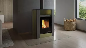 HS FLAMINGO Krbová kamna AQUAFLAM VARIO ® LEND 11/5kW olivová, elektronická regulace