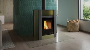 HS FLAMINGO Krbová kamna AQUAFLAM VARIO ® LEND 11/7kW olivová, elektronická regulace