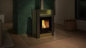 HS FLAMINGO Krbová kamna AQUAFLAM VARIO ® LEND 11/7kW olivová, elektronická regulace