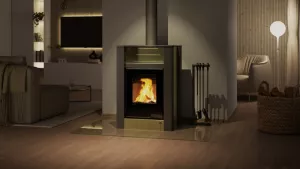 HS FLAMINGO Krbová kamna AQUAFLAM VARIO ® LEND 11/7kW olivová, elektronická regulace