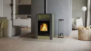 HS FLAMINGO Krbová kamna AQUAFLAM VARIO ® LEND 11/7kW olivová, elektronická regulace