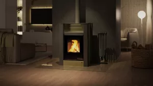 HS FLAMINGO Krbová kamna AQUAFLAM VARIO ® LEND 11/7kW olivová, elektronická regulace