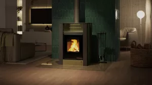 HS FLAMINGO Krbová kamna AQUAFLAM VARIO ® LEND 11/7kW olivová, elektronická regulace