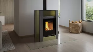 HS FLAMINGO Krbová kamna AQUAFLAM VARIO ® LEND 11/7kW olivová, elektronická regulace