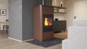 HS FLAMINGO Krbová kamna AQUAFLAM ® 17 s výměníkem - hnědá - sametová, základní regulace