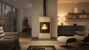 HS FLAMINGO Krbová kamna AQUAFLAM ® 17 s výměníkem - krémová, automatická regulace