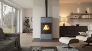 HS FLAMINGO Krbová kamna AQUAFLAM ® 17 s výměníkem - šedá, automatická regulace