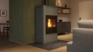 HS FLAMINGO Krbová kamna AQUAFLAM ® 17 s výměníkem - šedá, automatická regulace