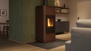 HS FLAMINGO Krbová kamna AQUAFLAM ® 12 s výměníkem - hnědá - sametová, základní regulace