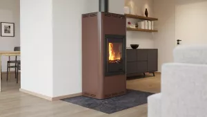 HS FLAMINGO Krbová kamna AQUAFLAM ® 12 s výměníkem - hnědá - sametová, automatická regulace