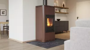 HS FLAMINGO Krbová kamna AQUAFLAM ® 12 s výměníkem - hnědá - sametová, automatická regulace