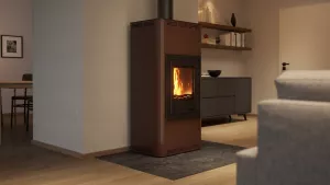 HS FLAMINGO Krbová kamna AQUAFLAM ® 12 s výměníkem - hnědá - sametová, automatická regulace