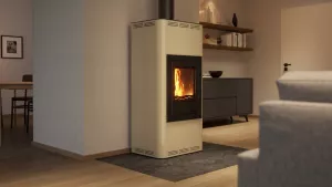 HS FLAMINGO Krbová kamna AQUAFLAM ® 12 s výměníkem - krémová, základní regulace