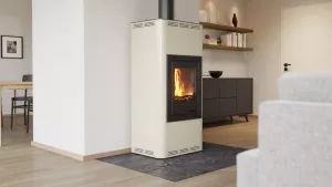 HS FLAMINGO Krbová kamna AQUAFLAM ® 12 s výměníkem - krémová, základní regulace
