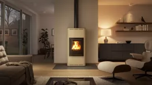 HS FLAMINGO Krbová kamna AQUAFLAM ® 12 s výměníkem - krémová, automatická regulace