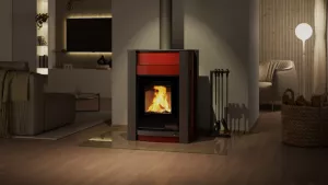 HS FLAMINGO Krbová kamna AQUAFLAM VARIO ® KALMAR 11kW červená teplovzdušná verze)
