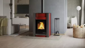 HS FLAMINGO Krbová kamna AQUAFLAM VARIO ® KALMAR 11kW červená teplovzdušná verze)