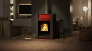 HS FLAMINGO Krbová kamna AQUAFLAM VARIO ® KALMAR 11kW červená teplovzdušná verze)