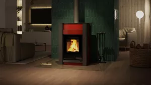 HS FLAMINGO Krbová kamna AQUAFLAM VARIO ® KALMAR 11kW červená teplovzdušná verze)