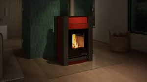 HS FLAMINGO Krbová kamna AQUAFLAM VARIO ® KALMAR 11kW červená teplovzdušná verze)