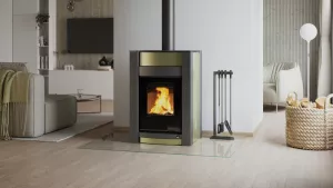 HS FLAMINGO Krbová kamna AQUAFLAM VARIO ® KALMAR 11kW olivová (teplovzdušná verze)
