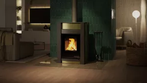 HS FLAMINGO Krbová kamna AQUAFLAM VARIO ® KALMAR 11kW olivová (teplovzdušná verze)