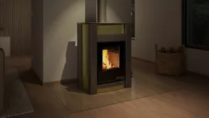 HS FLAMINGO Krbová kamna AQUAFLAM VARIO ® KALMAR 11kW olivová (teplovzdušná verze)
