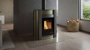 HS FLAMINGO Krbová kamna AQUAFLAM VARIO ® KALMAR 11kW olivová (teplovzdušná verze)
