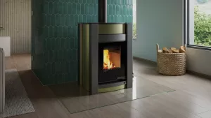 HS FLAMINGO Krbová kamna AQUAFLAM VARIO ® KALMAR 11kW olivová (teplovzdušná verze)