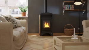 HS FLAMINGO Krbová kamna AQUAFLAM VARIO ® BARMA 11kW dlažba Ořech (teplovzdušná verze)