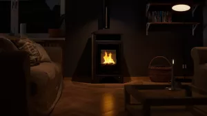 HS FLAMINGO Krbová kamna AQUAFLAM VARIO ® BARMA 11kW dlažba Ořech (teplovzdušná verze)