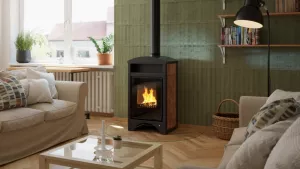 HS FLAMINGO Krbová kamna AQUAFLAM VARIO ® BARMA 11kW dlažba Ořech (teplovzdušná verze)