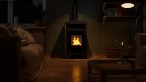 HS FLAMINGO Krbová kamna AQUAFLAM VARIO ® BARMA 11kW dlažba Ořech (teplovzdušná verze)