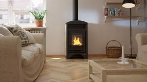 HS FLAMINGO Krbová kamna AQUAFLAM VARIO ® BARMA 11kW dlažba Bělený Dub (teplovzdušná verze)