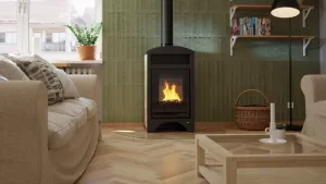 HS FLAMINGO Krbová kamna AQUAFLAM VARIO ® BARMA 11kW dlažba Bělený Dub (teplovzdušná verze)