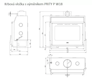 Krbová vložka s teplovodním výměníkem PRITY P W18