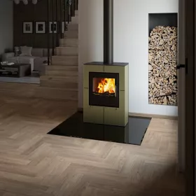 HS FLAMINGO Krbová kamna AQUAFLAM VARIO ® SAPORO 11/7kW olivová