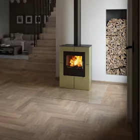 HS FLAMINGO Krbová kamna AQUAFLAM VARIO ® SAPORO 11/5kW olivová, elektronická regulace