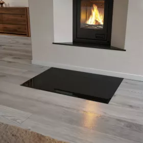 Sklo pod kamna - FLAMINGO Obdelník 700x1000 mm, černé, fazeta / 6 mm HS Flamingo