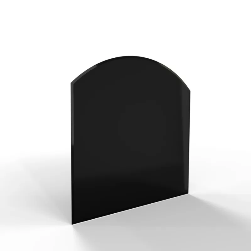 Sklo pod kamna - FLAMINGO Oblouk 1000x1000 mm, černé, fazeta / R725 / 6 mm HS Flamingo