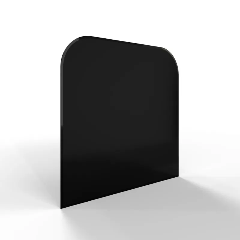 Sklo pod kamna - FLAMINGO Oblouk 1000x1000 mm, černé, fazeta / 2xR200 / 6 mm HS Flamingo