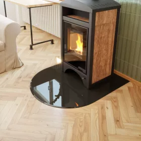 Sklo pod kamna - FLAMINGO Oblouk 1000x1200 mm, černé, fazeta / R500 / 6 mm HS Flamingo Sklo pod kamna - FLAMINGO Oblouk 1000x1200 mm, černé, fazeta / R500 / 6 mm HS Flamingo