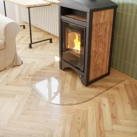 Sklo pod kamna - FLAMINGO Oblouk 1000x1200 mm, fazeta / R500 / 6 mm HS Flamingo Sklo pod kamna - FLAMINGO Oblouk 1000x1200 mm, fazeta / R500 / 6 mm HS Flamingo